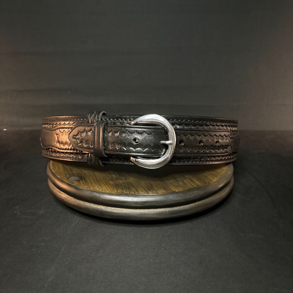 Dutyman Duty Belt Size 30" River Belt Leather Basketweave Black 2.25" Wide